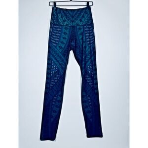 Yoga‎ Democracy Leggings Womens Medium Blue Green Geometric High Rise Yoga Pants